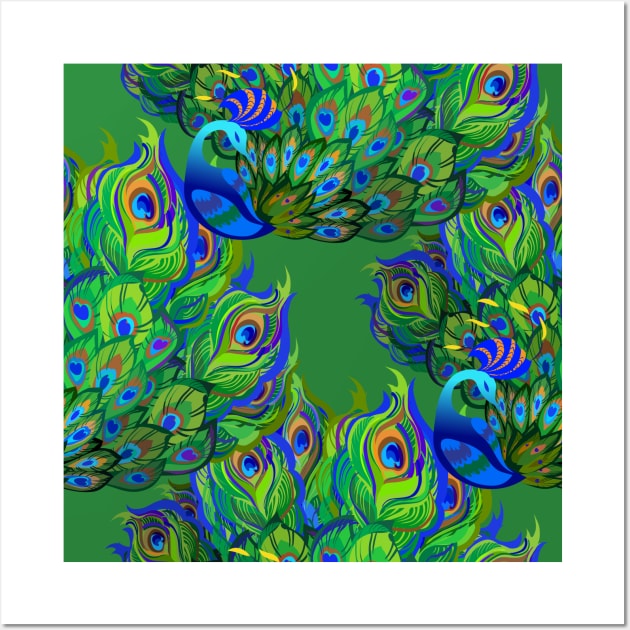 Peacock Neck Gator Blue and Green Peacocks Peacock Feathers Wall Art by DANPUBLIC